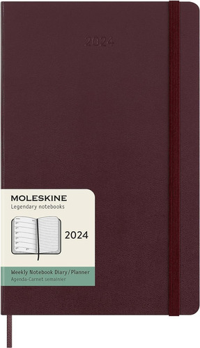 Agenda Moleskine Semanal 2024 / Pd. Rojo Borgoña / Grande