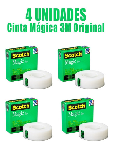 Cinta Mágica 3m Scotch 19mmx33 Mts Pack X 4 Unidades