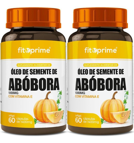 2 Potes Óleo De Semente De Abóbora 1000mg + Vitamina E 60cps