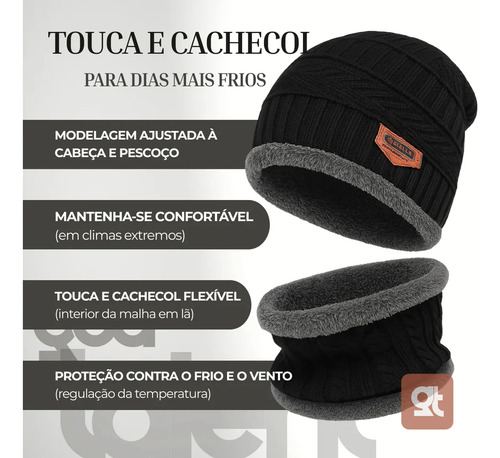 Kit Inverno Touca Gorro Com Cachecol Luva E Meia Térmica