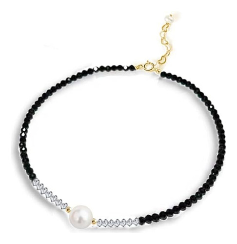 Pulsera De Una Sola Perla Aleasha, Pulseras De Cristal Negro