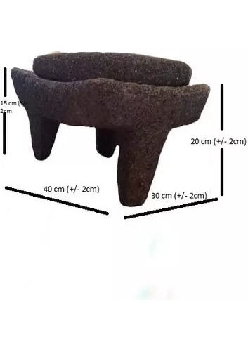 Metate De Piedra Volcanica 100% A Mano De 30cmx40cm