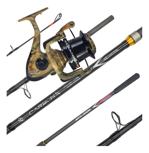 Equipo Lance De Mar Caña Carbon 4.25m + Reel Caster 9000