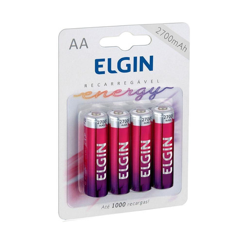 Pilha Recarregável Aa Energy Elgin 2700mah Blister C/4 Unid