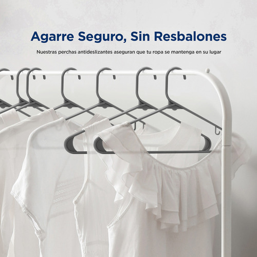 100 Ganchos De Plastico Premium SereneLife SLHPL100 Para Ropa Adulto Color Gris Oscuro