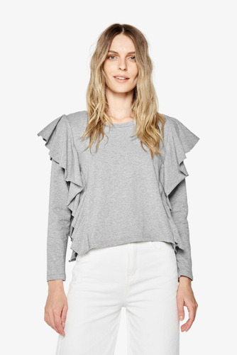 Polera Juanita Manga Larga Gris Jacinta Tienda