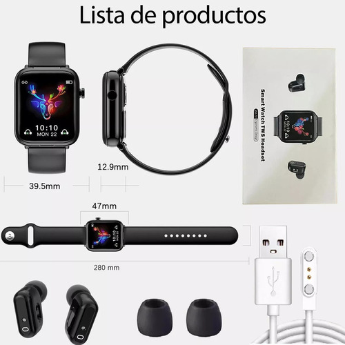 Reloj Inteligente Ultrafino Con Auriculares Inalámbricos