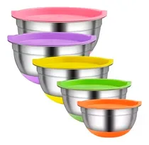 Comprar Set X5 Bowls Acero Inoxidable Tapa\u002F Base Silicona Reposteria