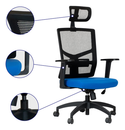 Silla De Oficina Ergonómica Ajustable Con Reposabrazos De