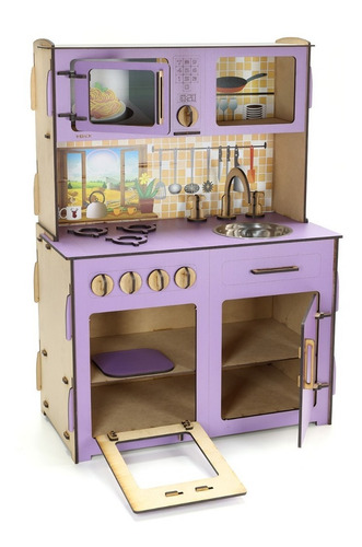 Cocina De Madera Para Chicos Cocinita De Juguete Infantil Color Violeta