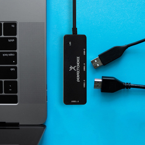 Adaptador Hub USB Tipo C 2.0 4 Puertos para Laptop y Dispositivos Móviles Perfect Choice