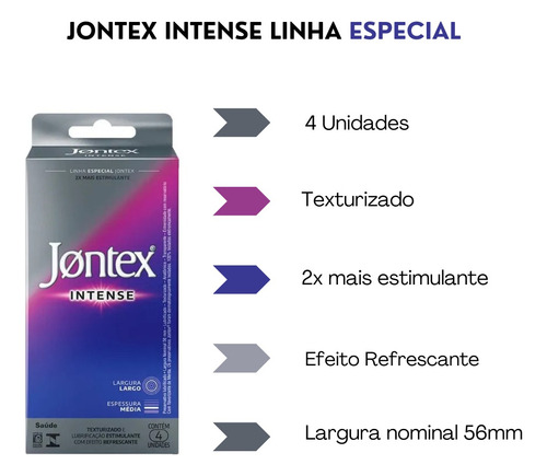 Preservativo Jontex Intense Texturizado 2x + Estimulante 8un