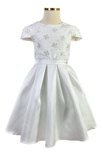 Vestido De Festa Infantil Petit Cherie Off White 22248 Br.