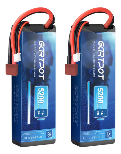 Gartpot 5200mah 2s 7.4v 80c Lipo Rc Batera Dura Con Enchufe