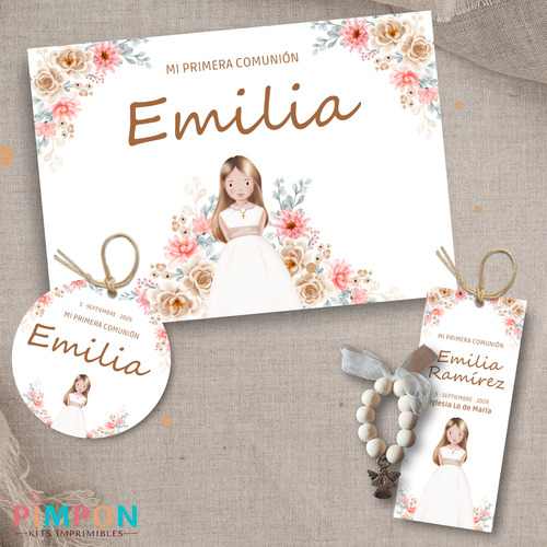 Kit Imprimible Comunion Bautismo Confirmacion - Mod. 4