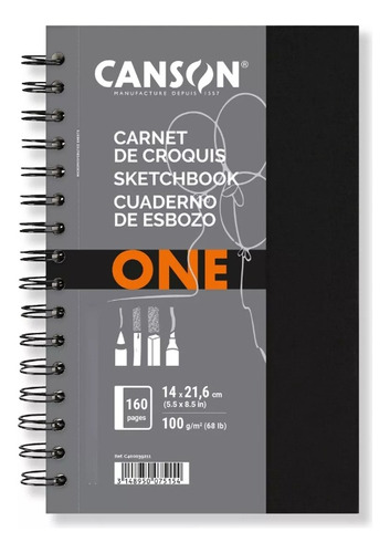 Bloco Sketchbook One Espiral Canson 80 Folhas A5+ 100g/m2