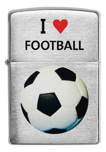 Encendedor Zippo Cromado Diseño I Love Football