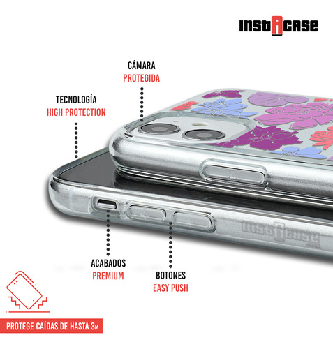 Funda Para iPhone Para Mujer Flores Colores Con Tu Nombre
