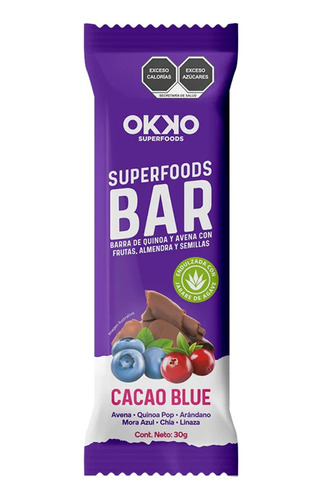 Okko Superfoods Barritas De Avena Cacao Blue  160g