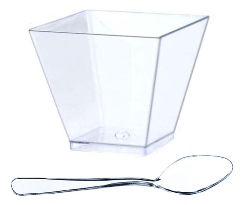 Vaso De Postre De Plástico Transparente De 60 Ml Con Cuchara