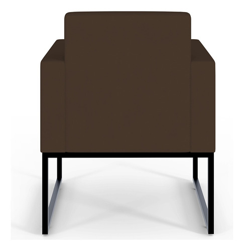 Kit 02 Poltronas Decorativas Sala e Recepção Base Fixa de Metal Helô L02 Suede Marrom