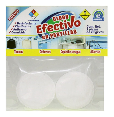 10 Paq De 2 Pastillas De Cloro Desinfentactes Sanitizantes