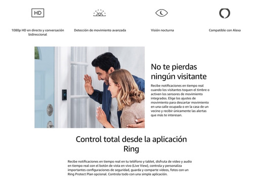 Imagen 4 de 7 de Timbre Ring Video Doorbell Con Cámara De Seguridad Entrada