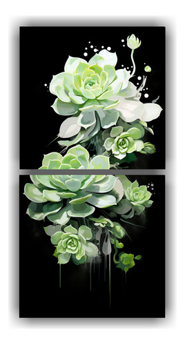 100x50cm Cuadros De Plantas Suculentas En Verde Y Blanco