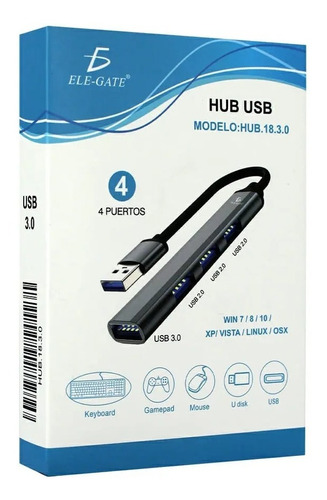 4 Puertos Hub Usb 3.0 Tipo C Win 7/8/10 Xp Linux Osx Laptop