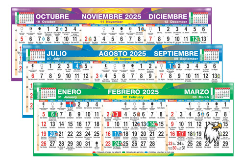 Diseño Calendario Trimestral Santoral 2025 Imagen Imprimible