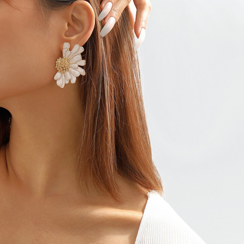 Pendientes De Tuerca Con Forma De Flor Bohemio Para Mujer, J