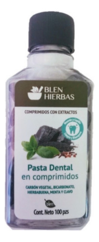 Pasta Dental Comprimidos 100 Pzas Carbon Vegetal Hierbabuena