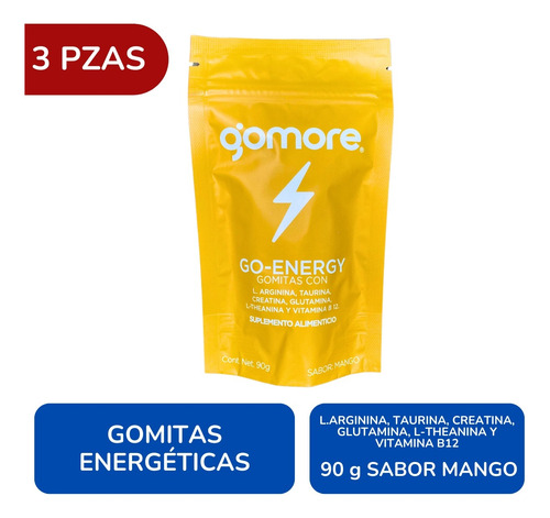 Gomore Go-energy Creatina, Glutamina, Arginina 3 Bolsas 90g