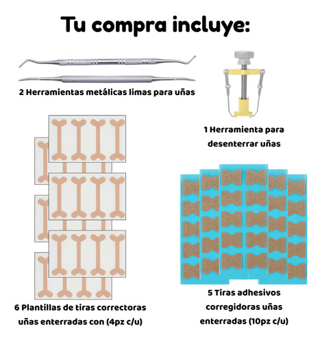 Kit Corrección Uñas Encarnadas Pie Herramienta Pedicura Lima