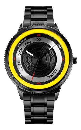 Reloj Hombre Skmei 9267 Acero Minimalista Elegante Clasico Color de la malla Negro/Amarillo