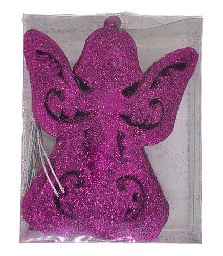 Set X12 Adornos Arbol Angel 2 Fucsia