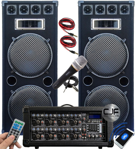 2 Bafles Doble 15 Consola Soundxtreme 8200 Usb Bluetooth Cjf