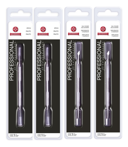Kit 2 Palito Limpador 2 Espátula Empurradora Inox Mundial