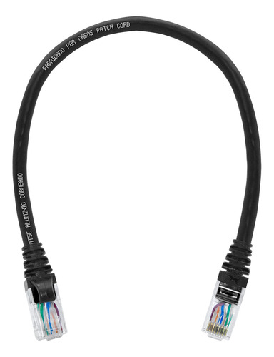 Kit 10 Un. Cabo Rede Patch Cord Cat5e Rj45 Preto - 30 Cm