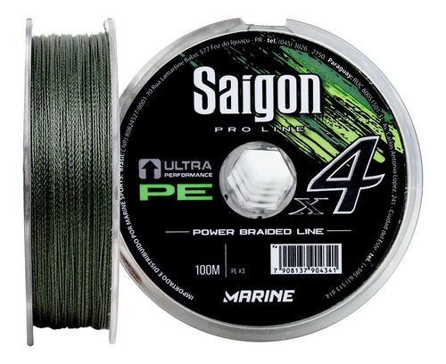 Linha Multif Saigon X4 Verde 55lbs 0,37mm 100m Marine Sports