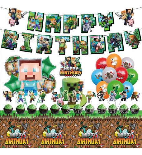 Juego De Globos Para Fiesta De Cumpleaños De Minecraft