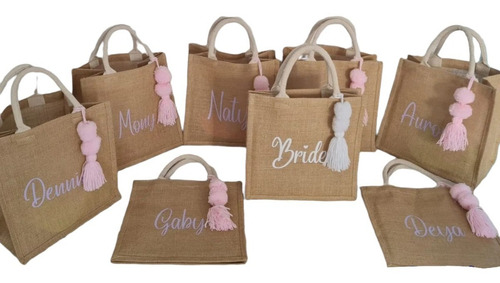 2 Bolsas De Yute Personalizadas, Damas De Honor, Recuerdos