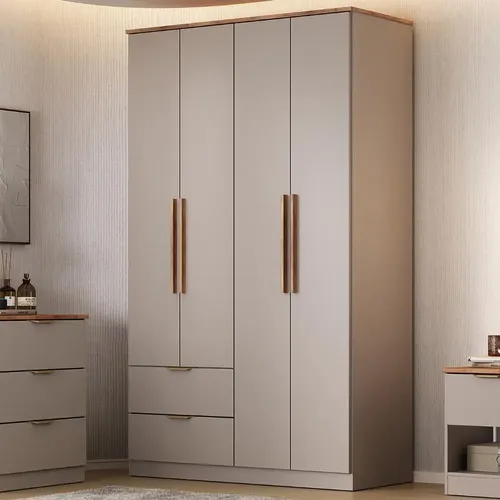 Guarda Roupa Solteiro 4 Portas Milan Carraro Avelã Avelã