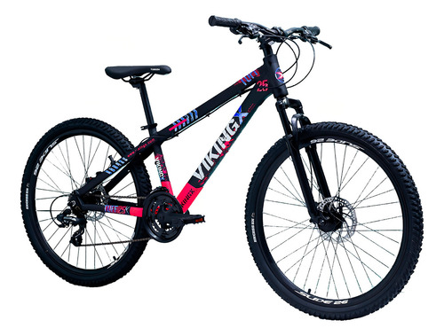 Bicicleta Vikingx Tuff25 Aro26 Cambio Index Para Performance Cor Preto/rosa Tamanho Do Quadro 13