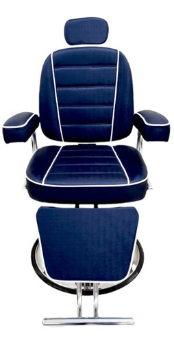 Cadeira de cabeleireiro BM Móveis BM Móveis Poltrona com reclinador com costas reclinável com base redonda cor azul-marinho