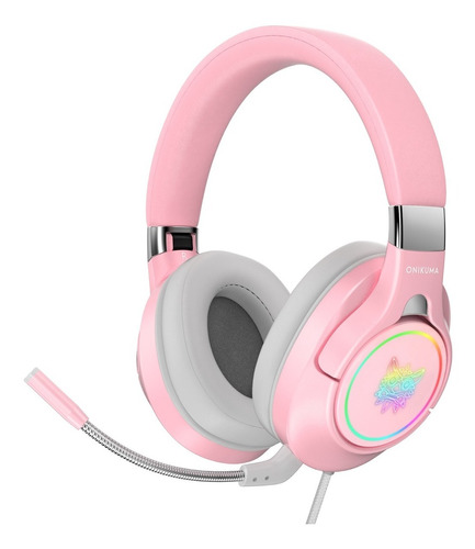 Audífonos Gamer Onikuma K15 Rosa Con Microfono Y Luz Rgb