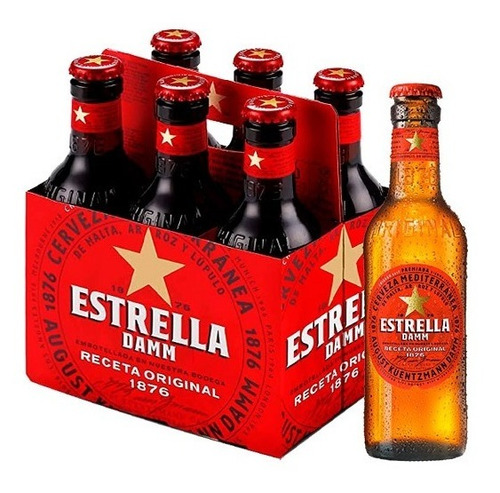 Cerveza Estrella Damm Botella 6 Und X 330ml Importada España