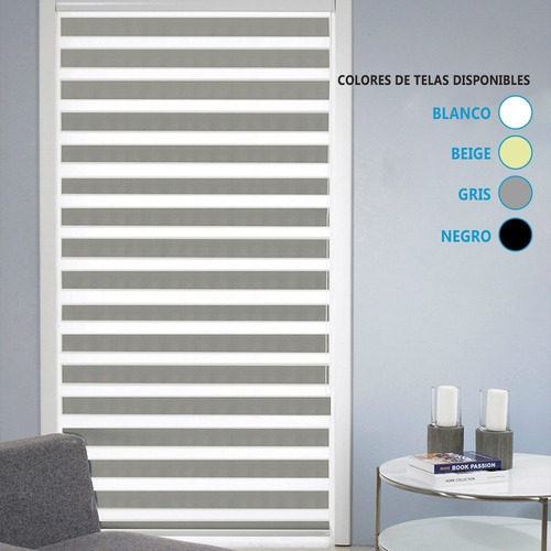 Cortina Roller Zebra Palmer 120x120 Cm Opaca Y Translúcida Gris