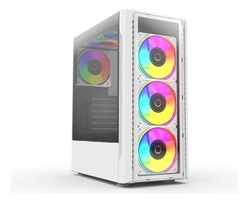 Gabinete Gamer BALAM RUSH DRAGONFLY II CRYSTAL GM745 ATX Media Torre 4 Fan RGB Cristal Templado USB 3.0 Blanco BR-935975