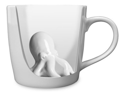 Taza Pulpo Diseño 3d Ceramica Blanca Decoracion Sorpresa